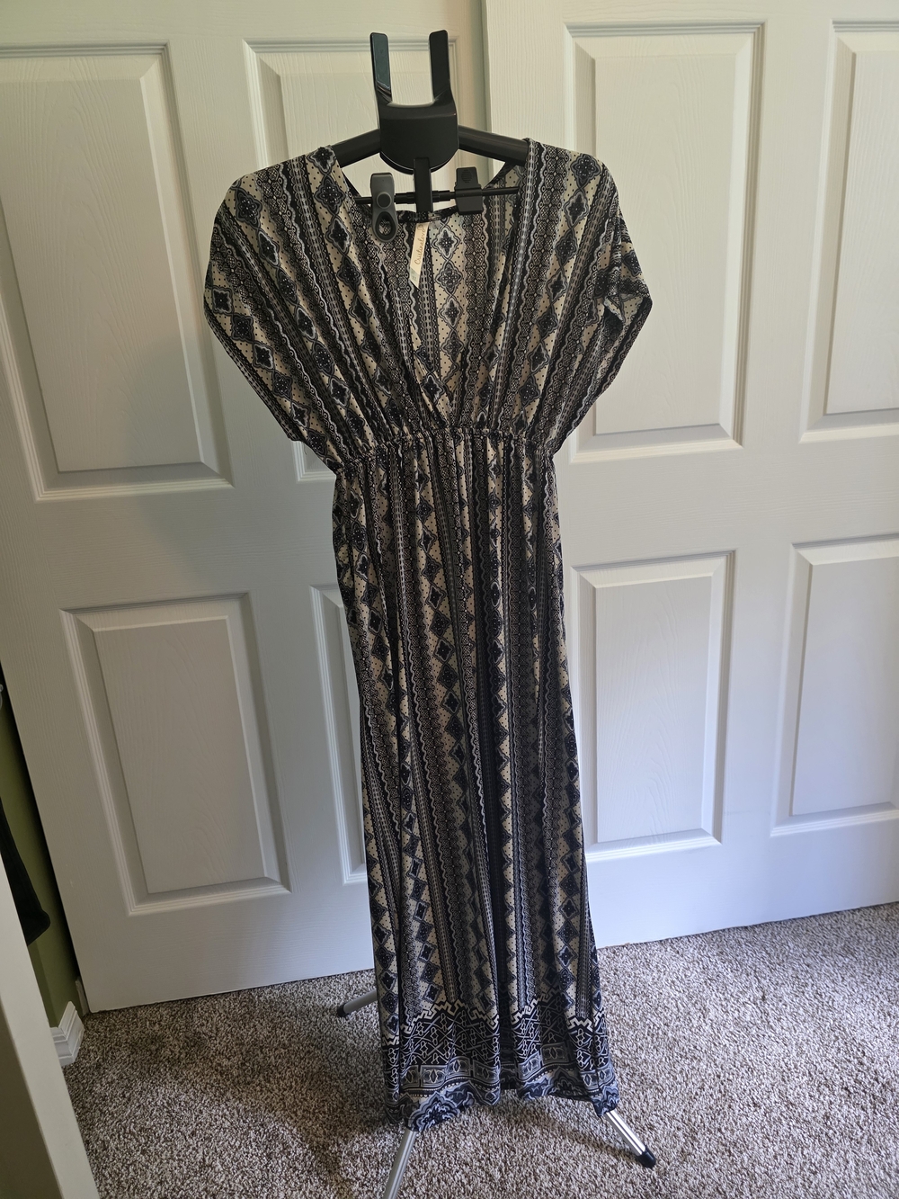 Cristinalove Black and Cream Boho Maxi Dress